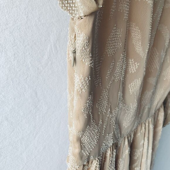 Love & Liberty Dress Long Sleeve Silk Fit and Flare Scoop Neck Blush Size 0 - Picture 10 of 13